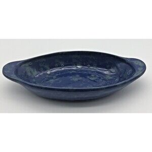 Bybee Pottery Speckled Blue Serving Dish Oval with Handles 10"